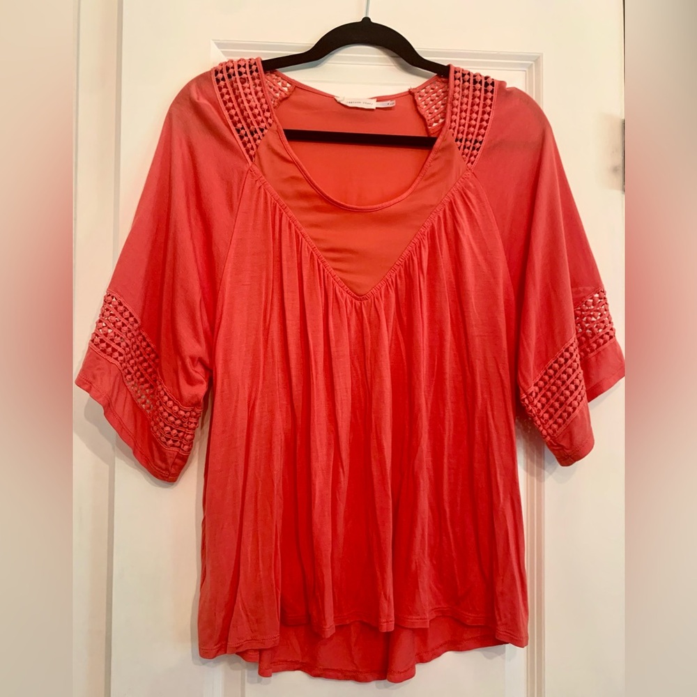 Anthropology - The Addison Story Womens Bat Wing Flare Crotchet Blouse Size S